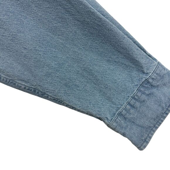 Carhartt Large Denim Button Up Long Sleeve Shirt Cotton Blue Mens - Picture 9 of 16